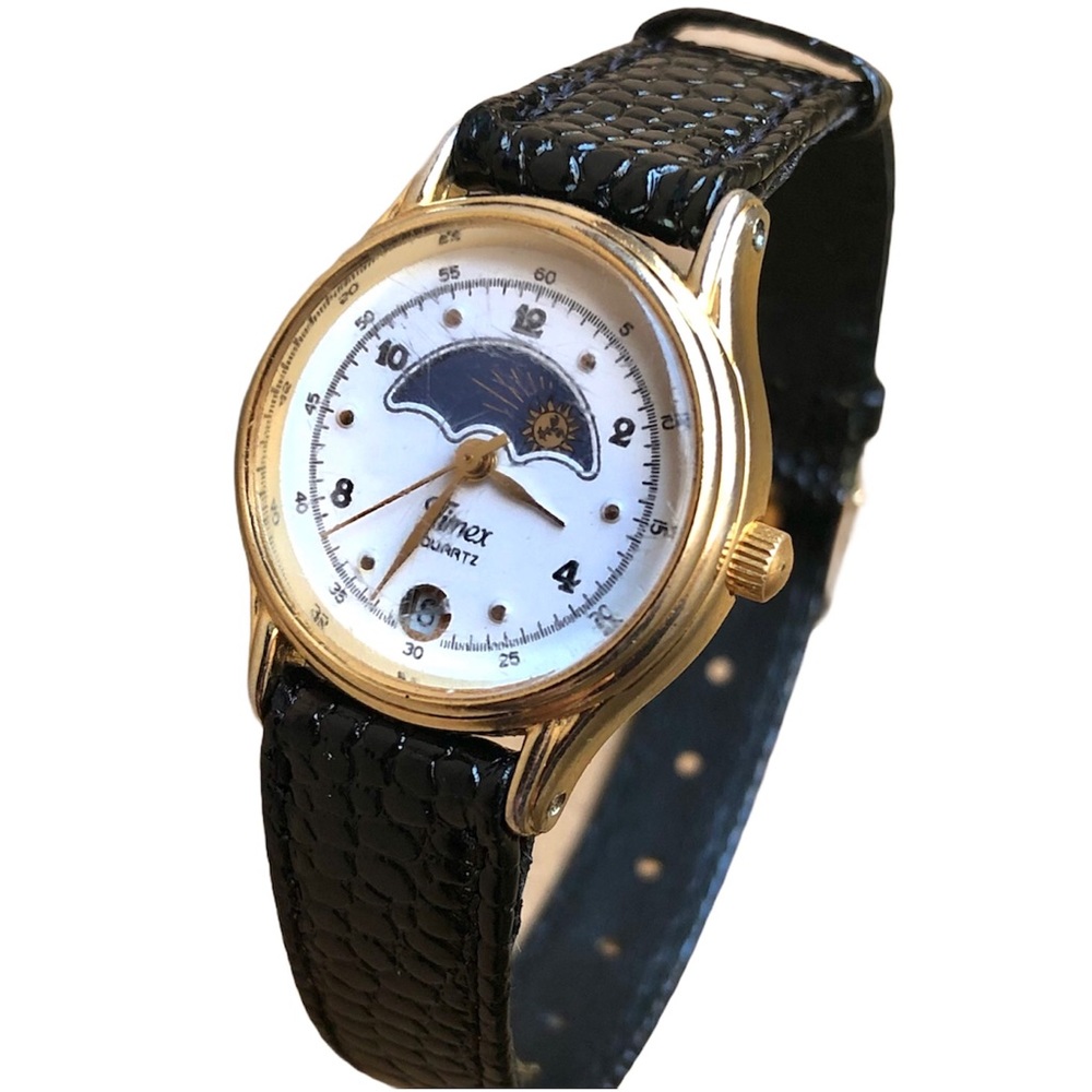Women's TIMEX Sun Moon Phase Gold Date Watch